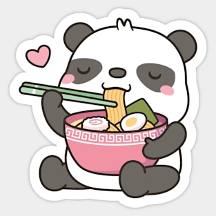 Cute Panda Loving Japanese Ramen Noodles Sticker